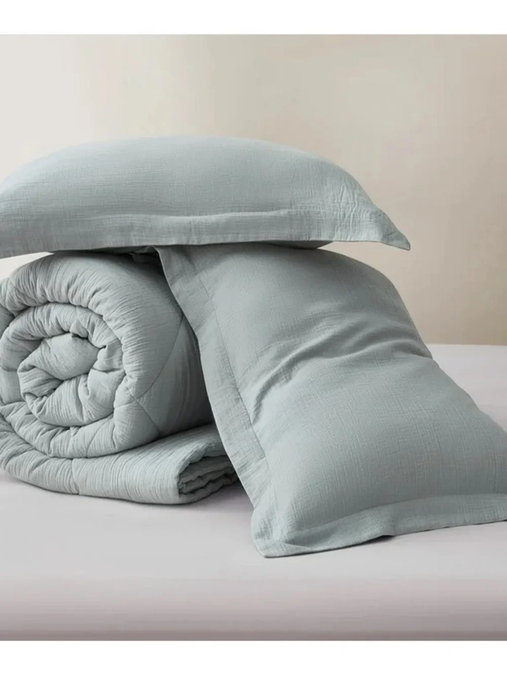Light blue king 3 piece Quilted Comforter Set 100% cotton